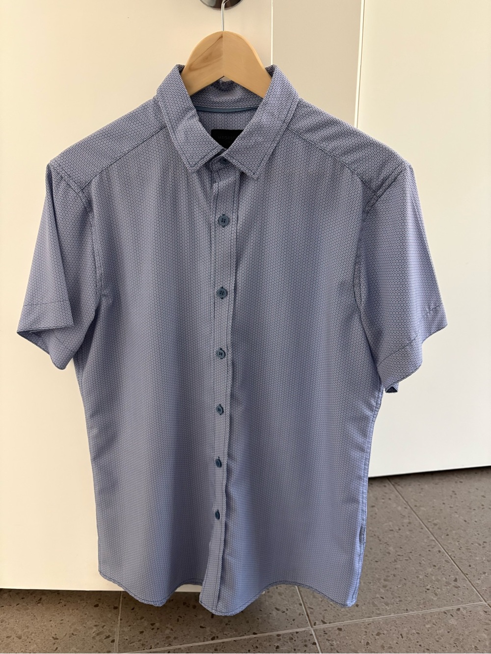 Magaschoni Light Blue Short-Sleeve Button-Down Shirt